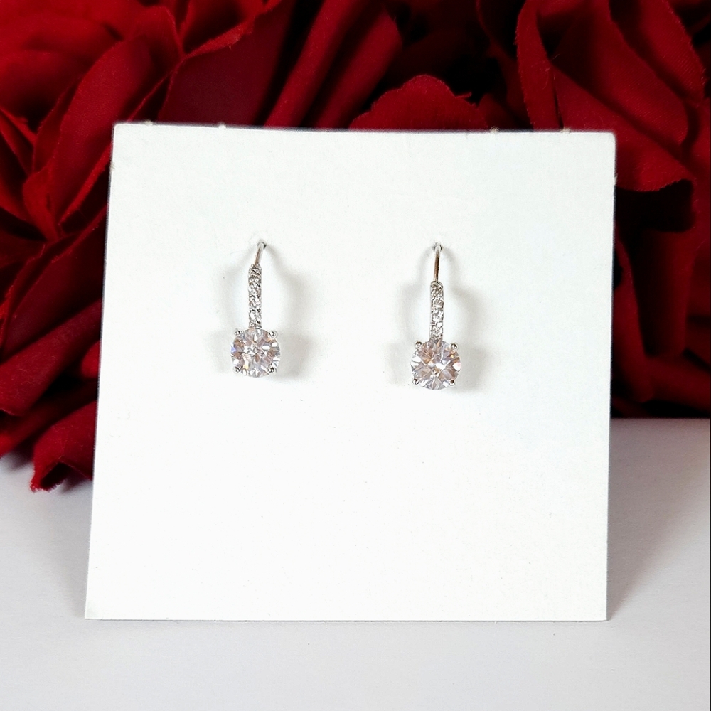 Sterling Silver CAH Cubic Zirconia Dangle Earrings Marked CAH 925 on back